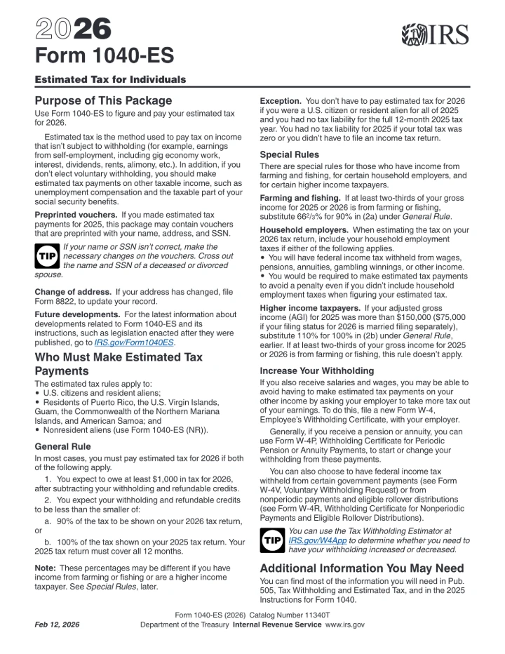 1040-ES form preview
