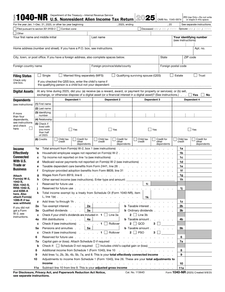 1040-NR form preview