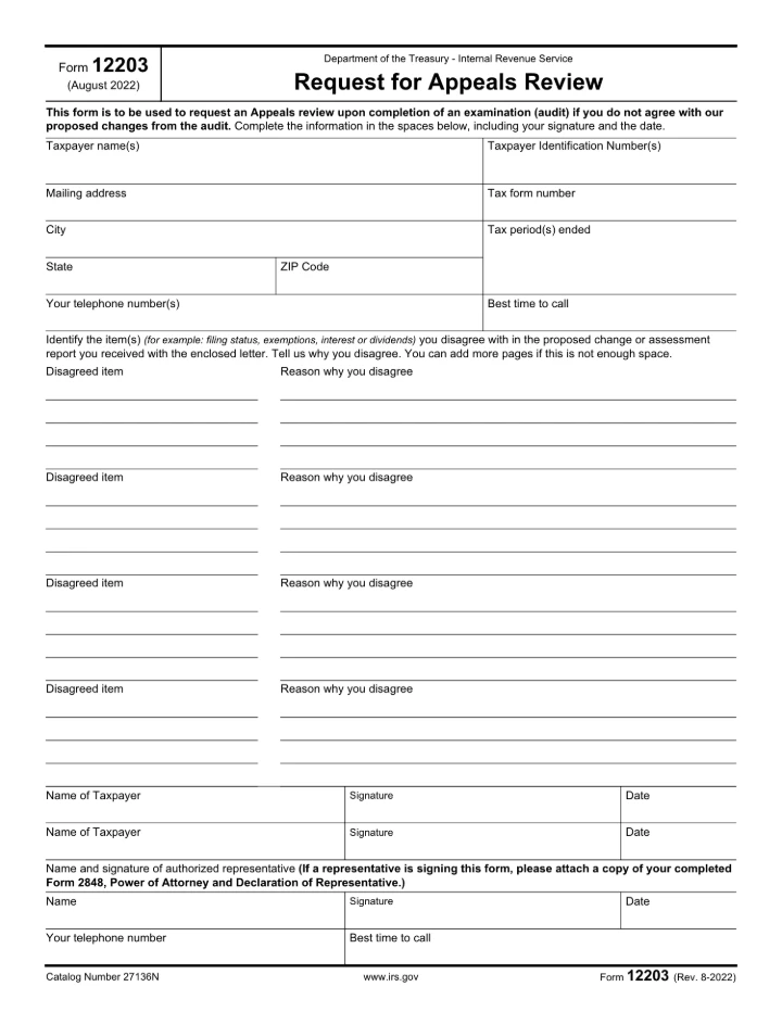 Form 12203 form preview