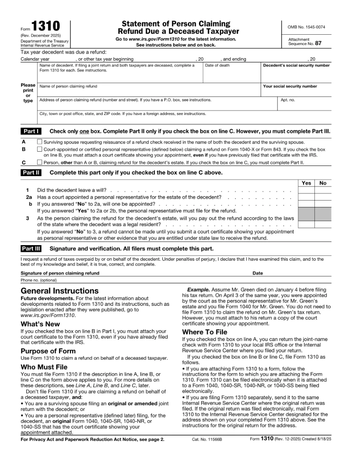 Form 1310 form preview