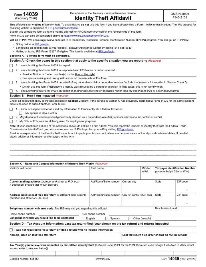 Form 14039 form preview