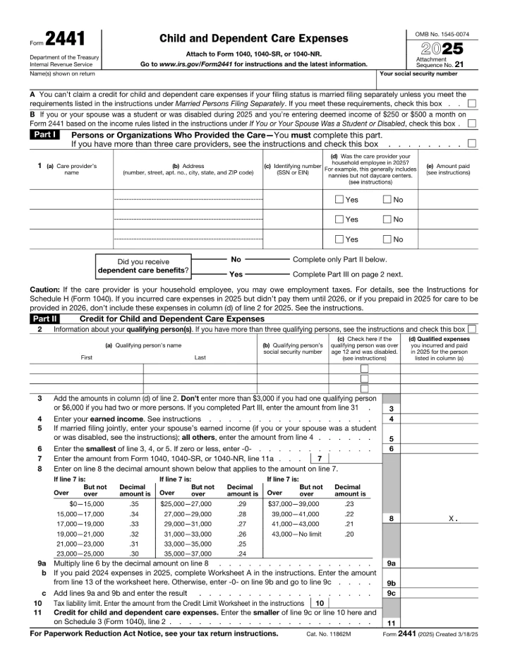 Form 2441 form preview
