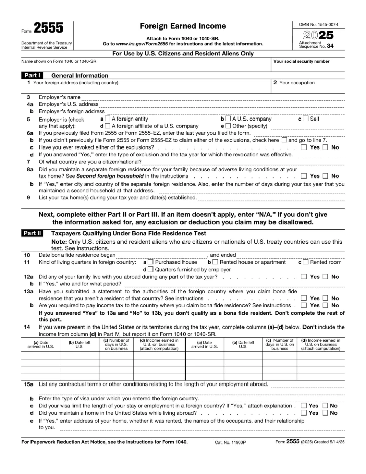 Form 2555 form preview