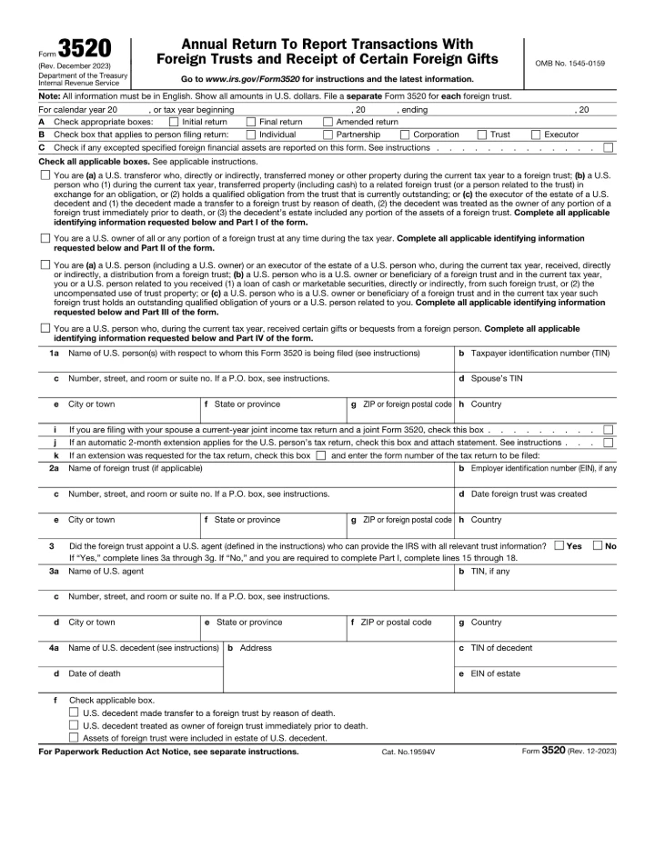 Form 3520 form preview
