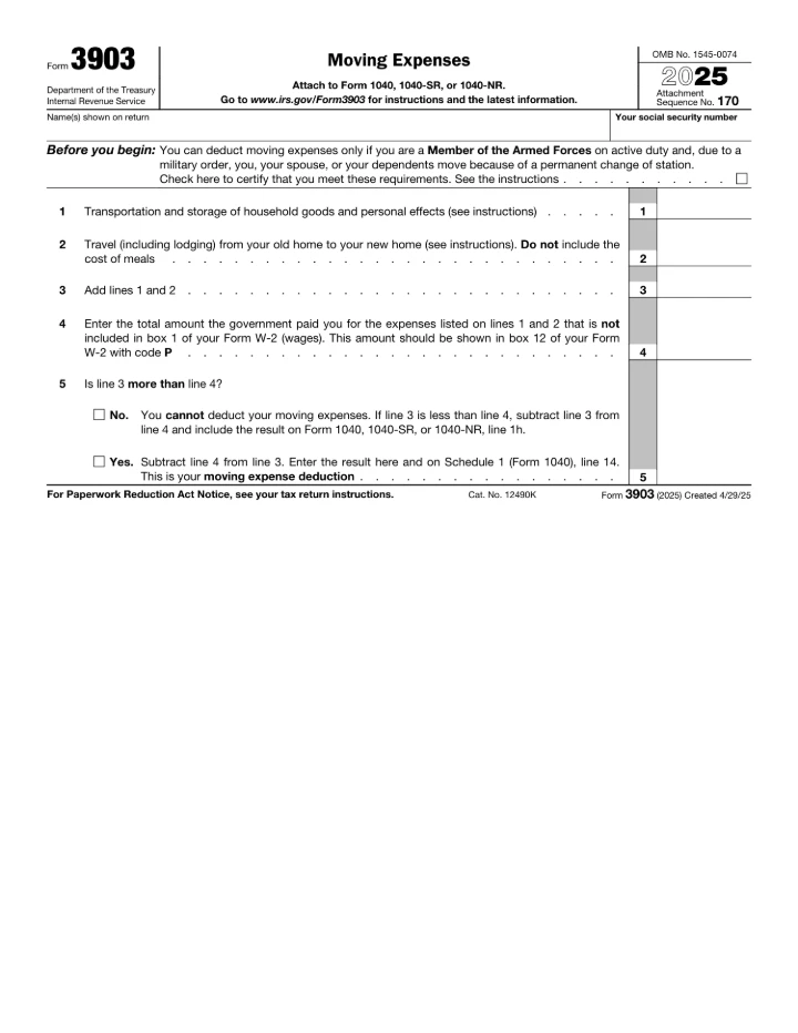 Form 3903 form preview