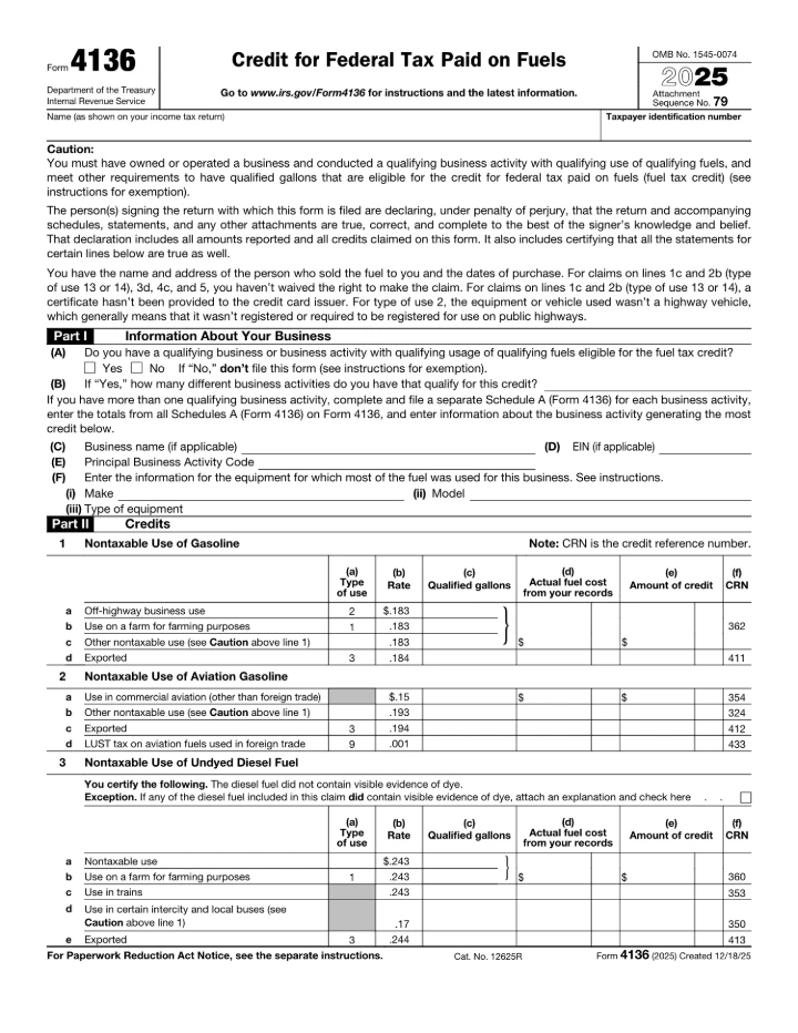 Form 4136 form preview
