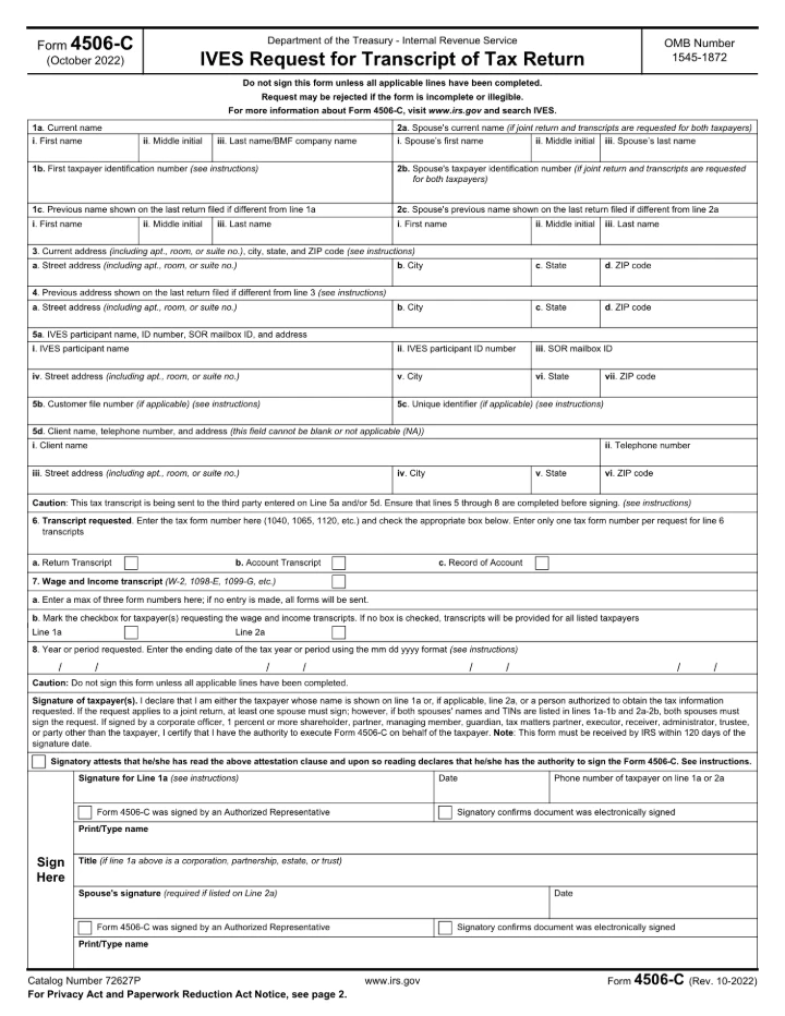 Form 4506-C form preview
