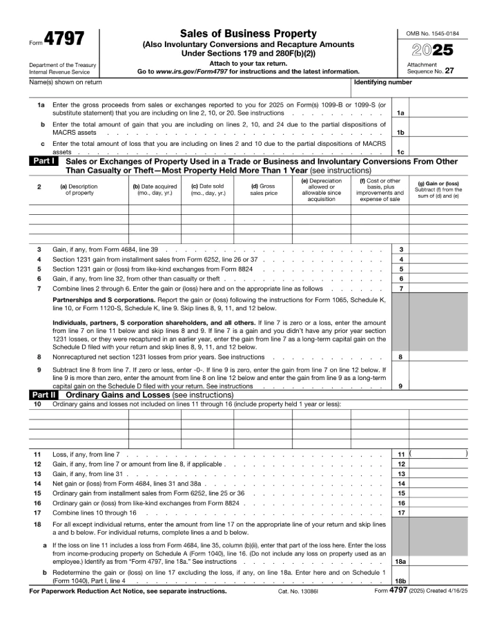 Form 4797 form preview