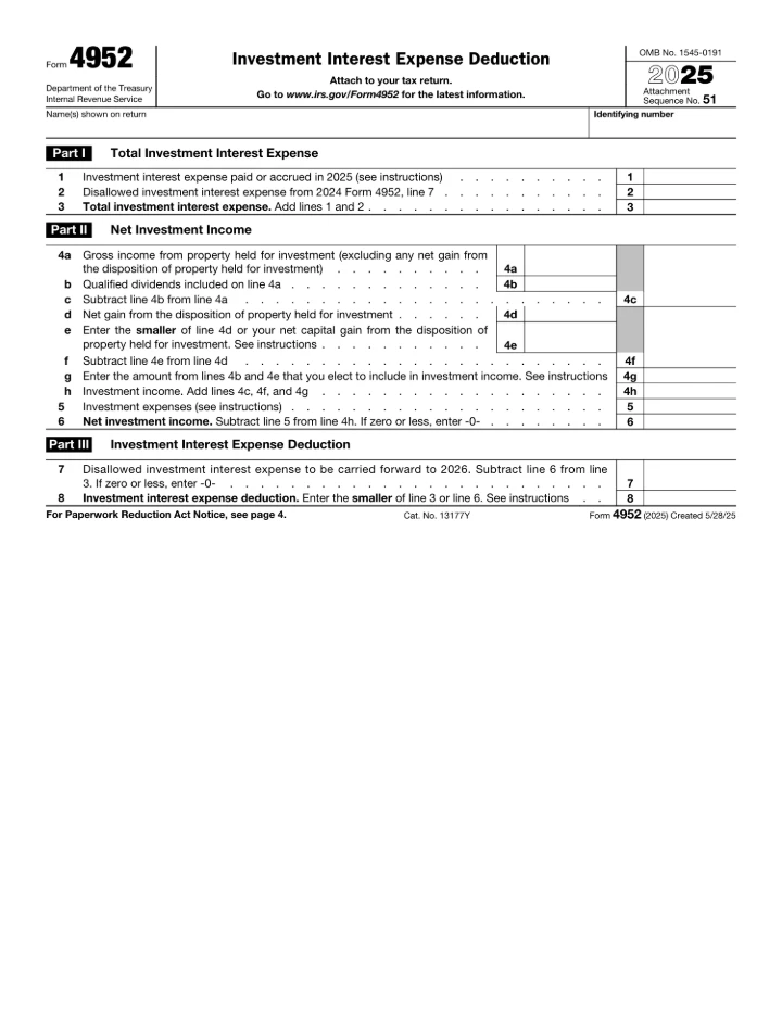 Form 4952 form preview