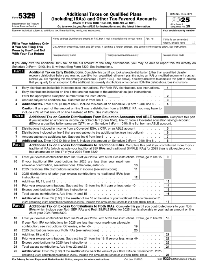 Form 5329 form preview