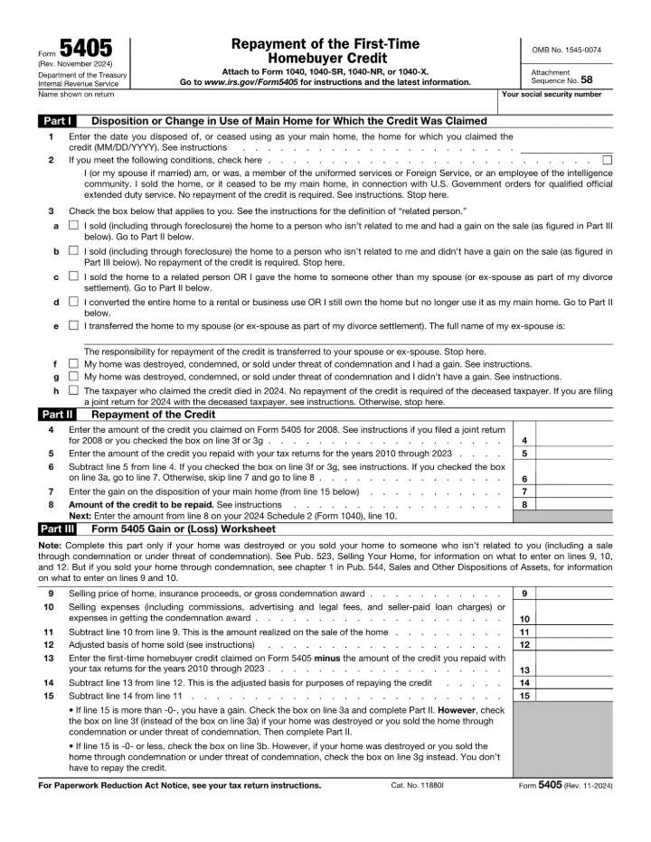 Form 5405 form preview