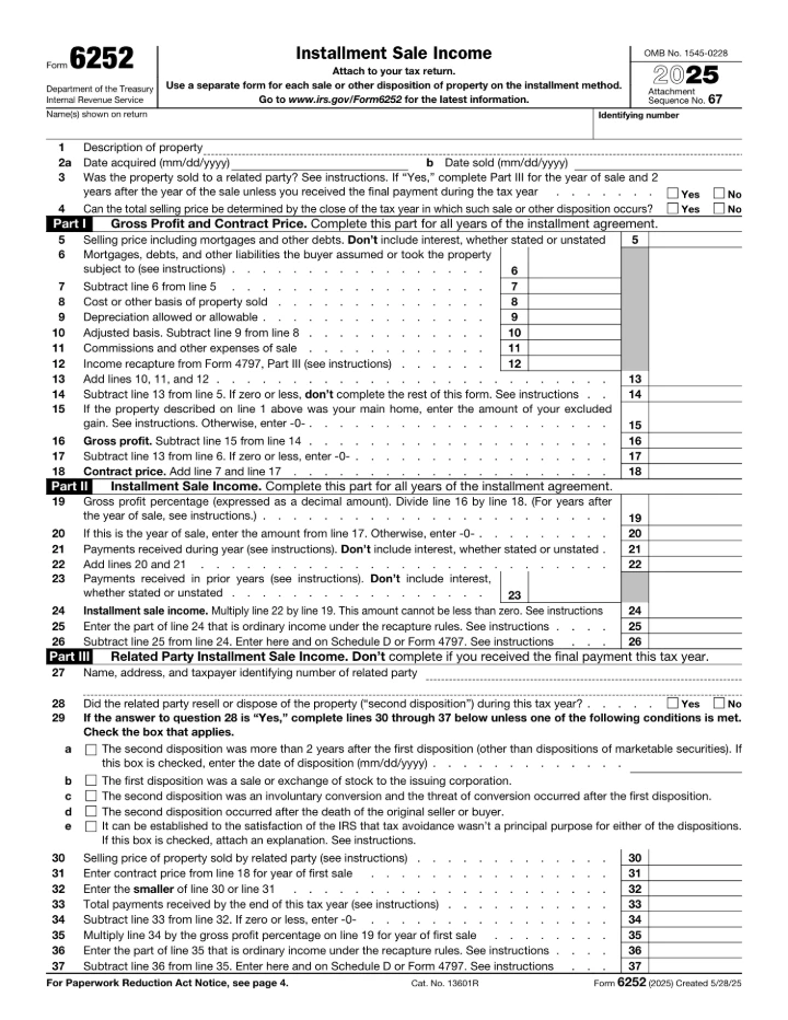 Form 6252 form preview