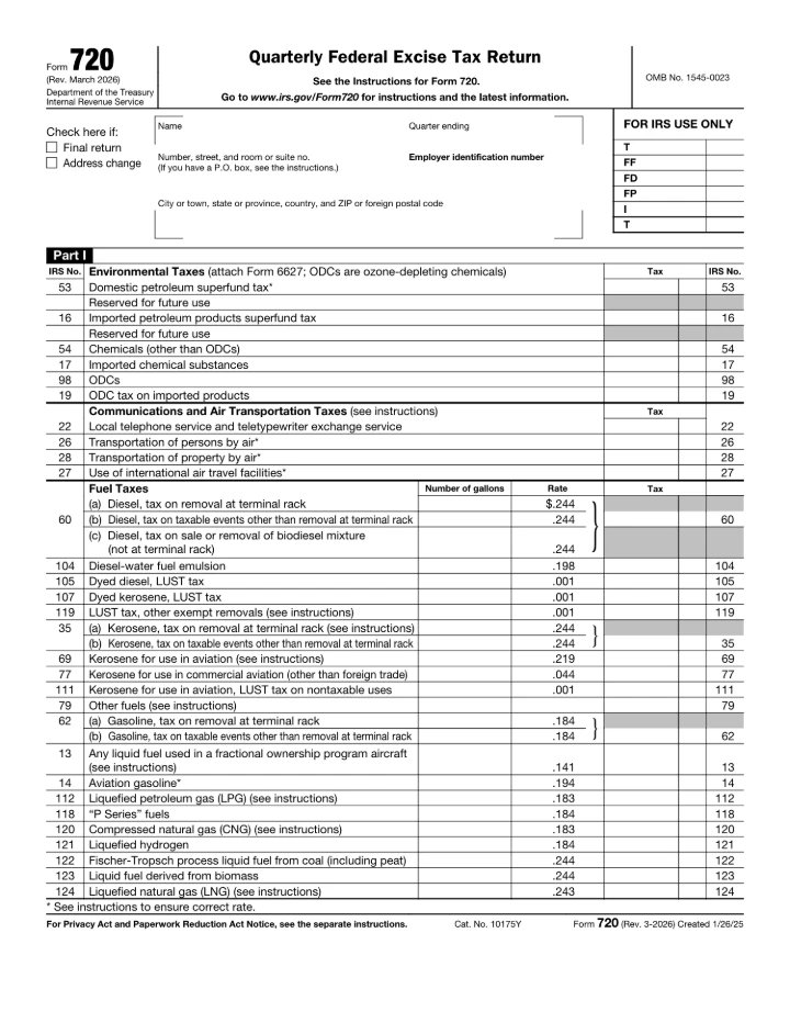 Form 720 form preview