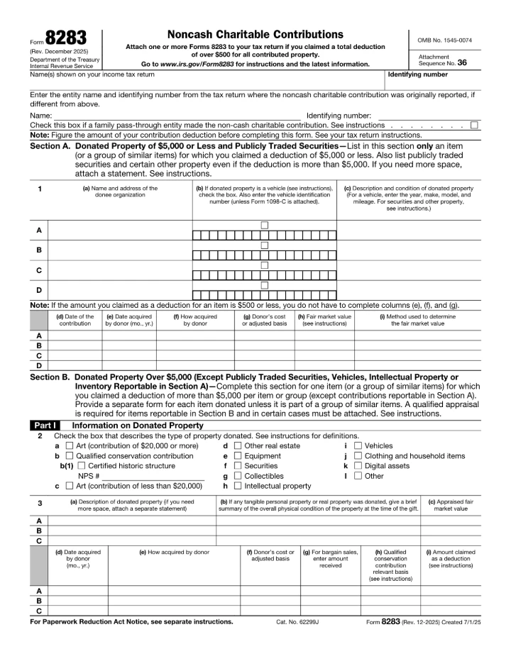 Form 8283 form preview