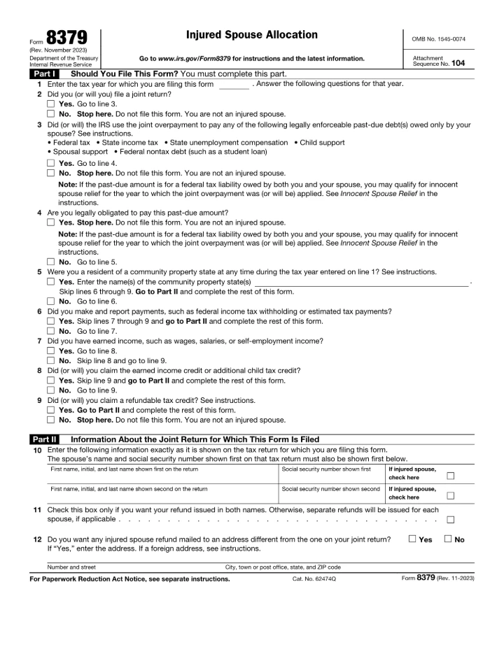 Form 8379 form preview