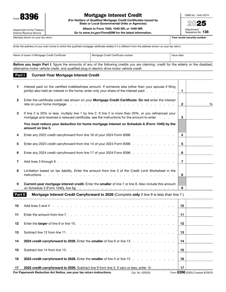 Form 8396 form preview