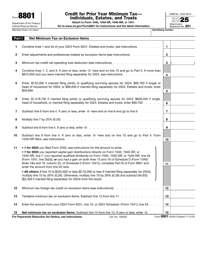 Form 8801 form preview