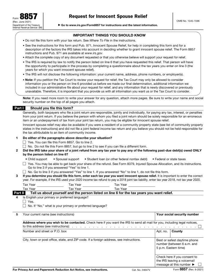 Form 8857 form preview