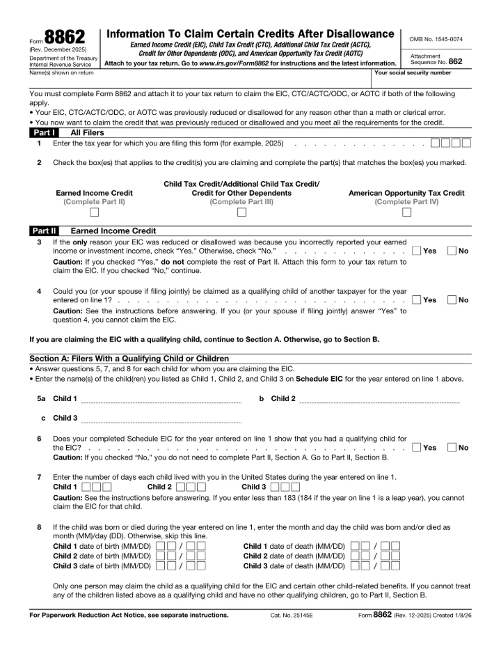 Form 8862 form preview