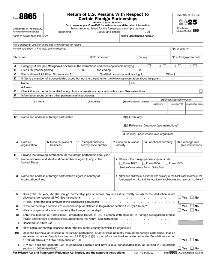 Form 8865 form preview