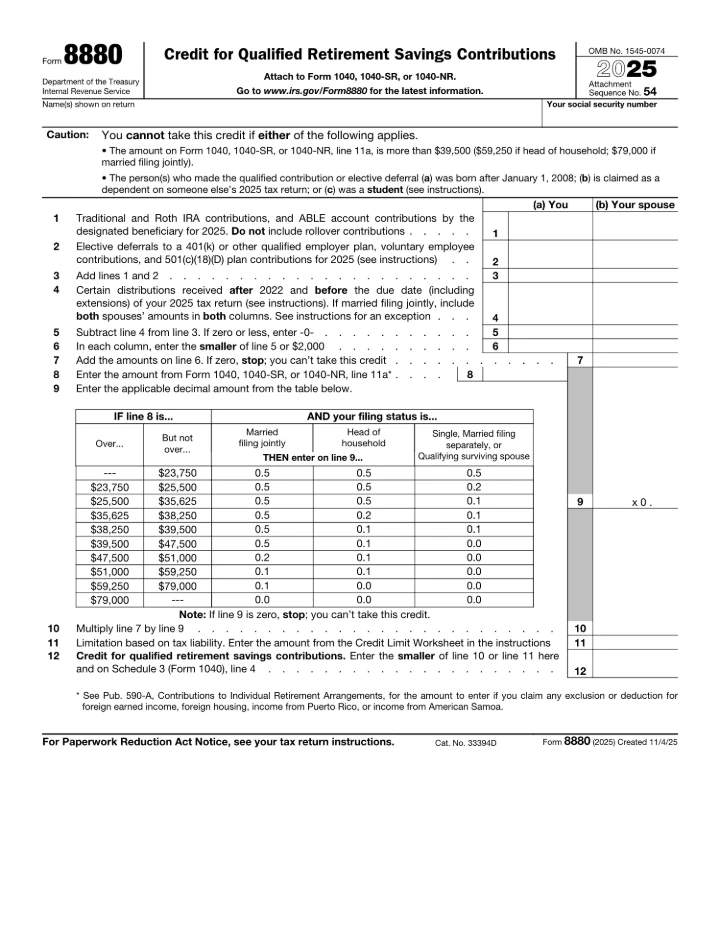 Form 8880 form preview