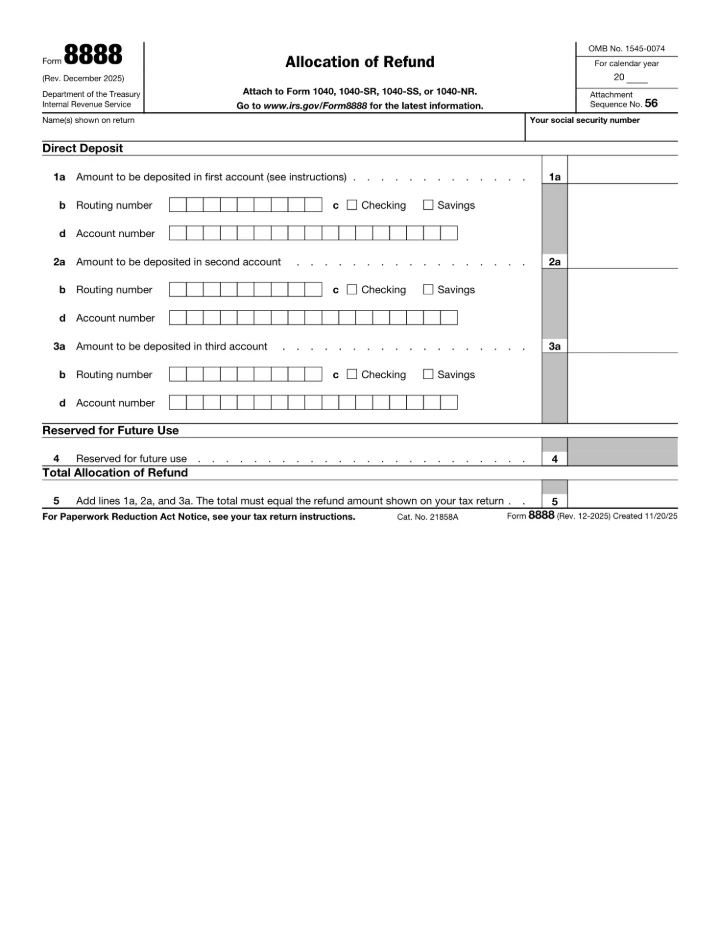 Form 8888 form preview