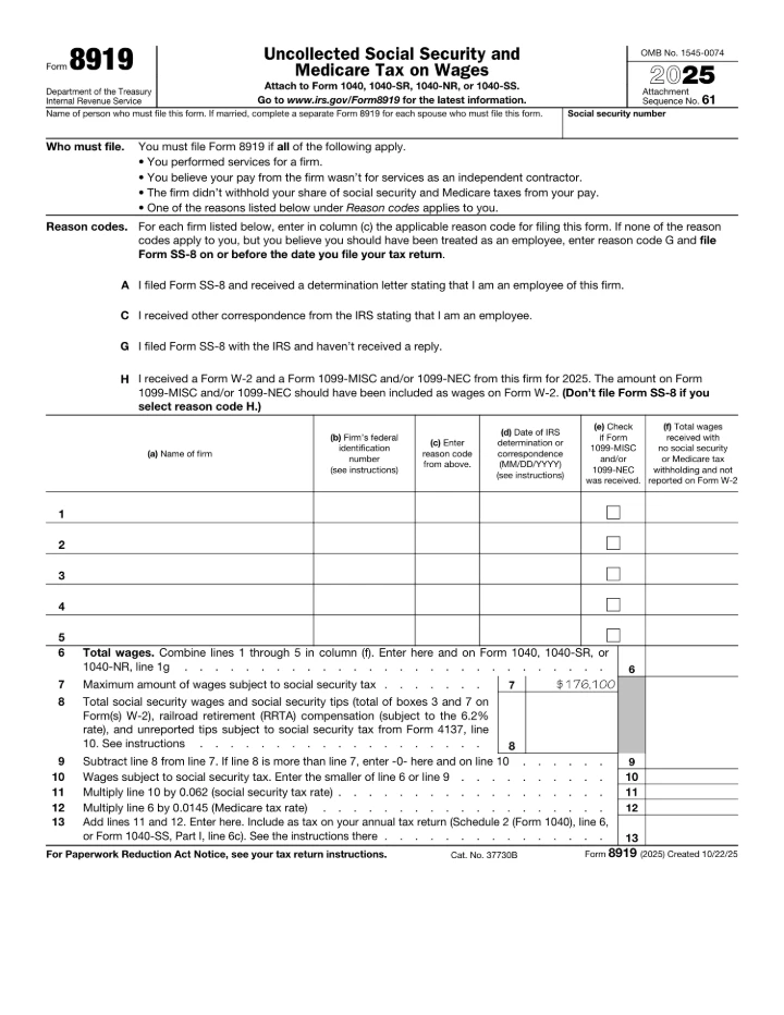 Form 8919 form preview