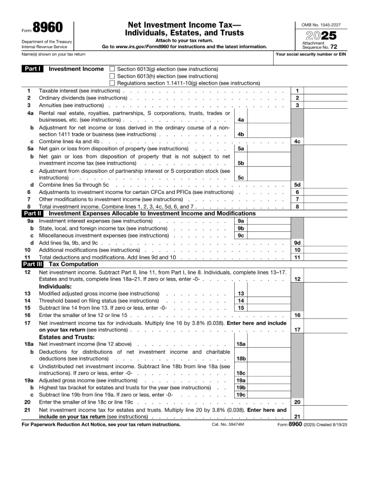 Form 8960 form preview