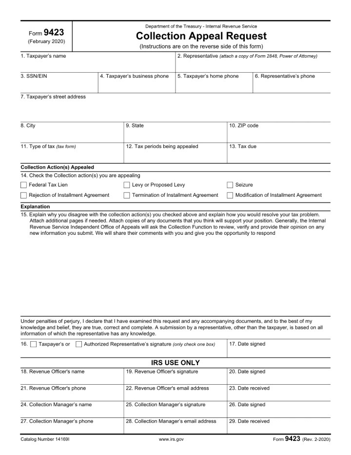 Form 9423 form preview