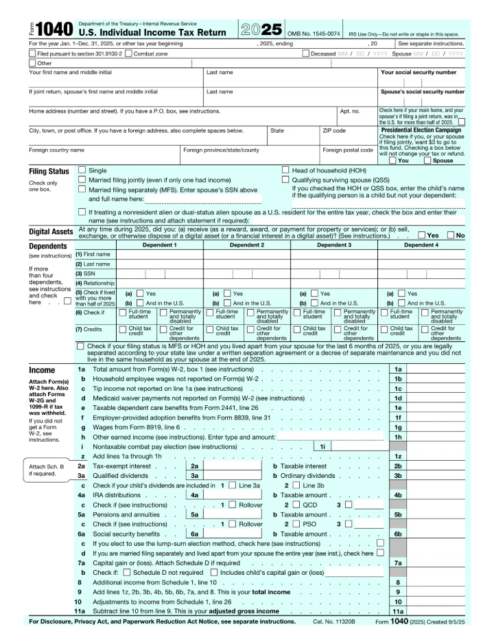 IRS 1040 Form preview