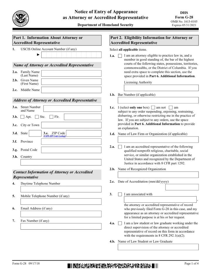 Form G-28 form preview