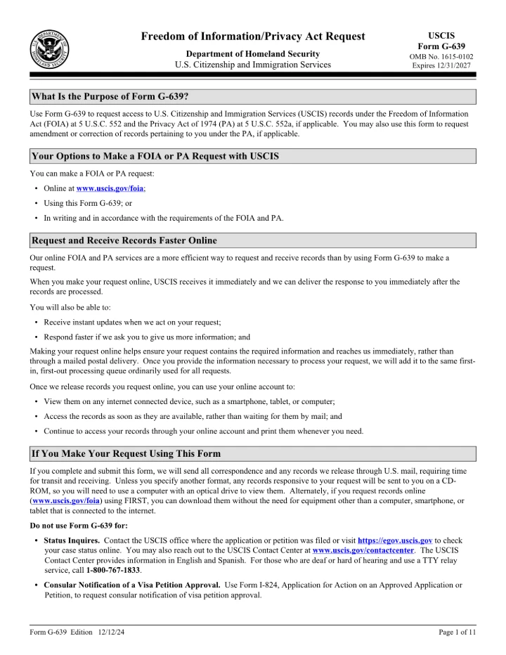 Form G-639 form preview
