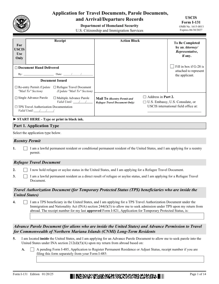 Form I-131 form preview
