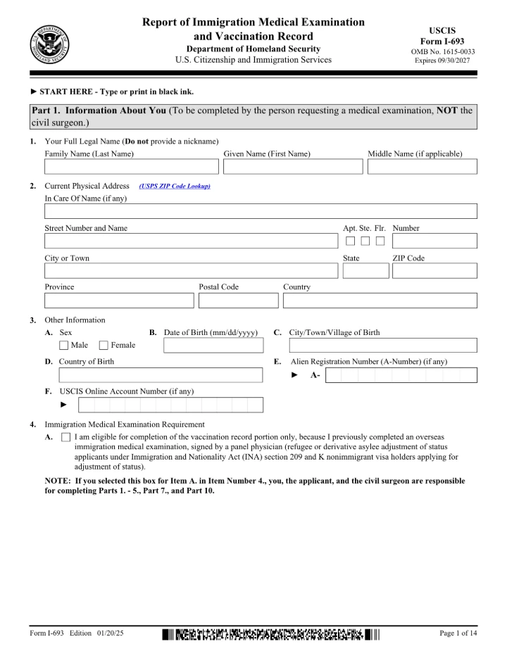 Form I-693 form preview