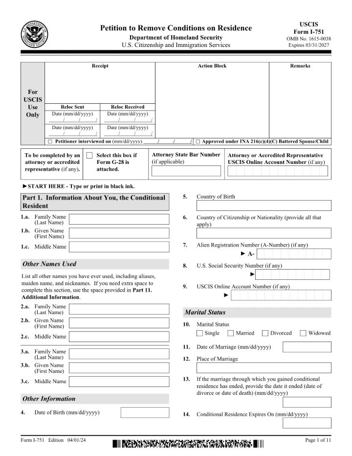 Form I-751 form preview