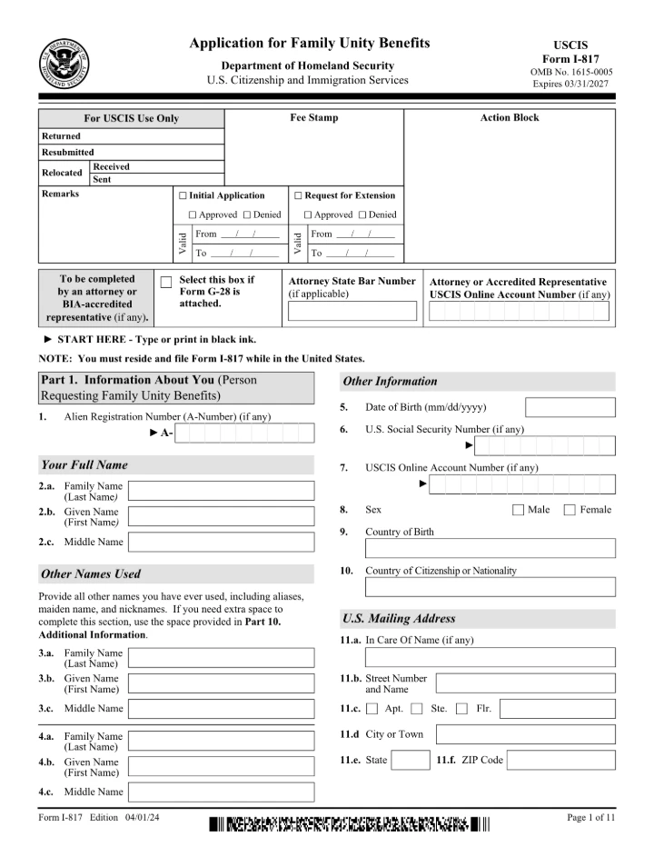 Form I-817 form preview