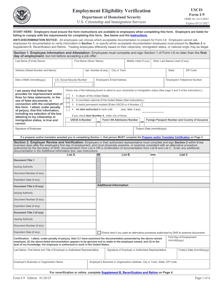 I-9 Form preview