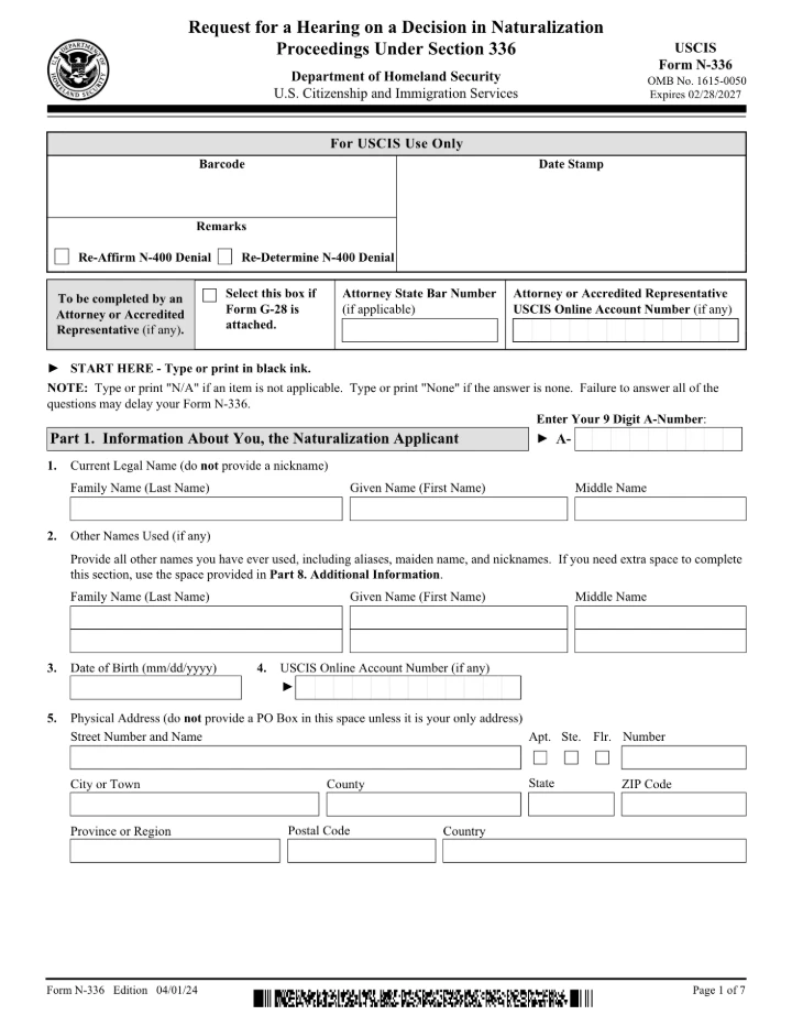 Form N-336 form preview