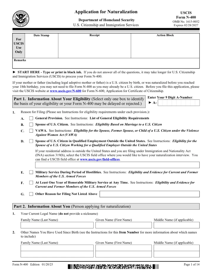 Form N-400 form preview