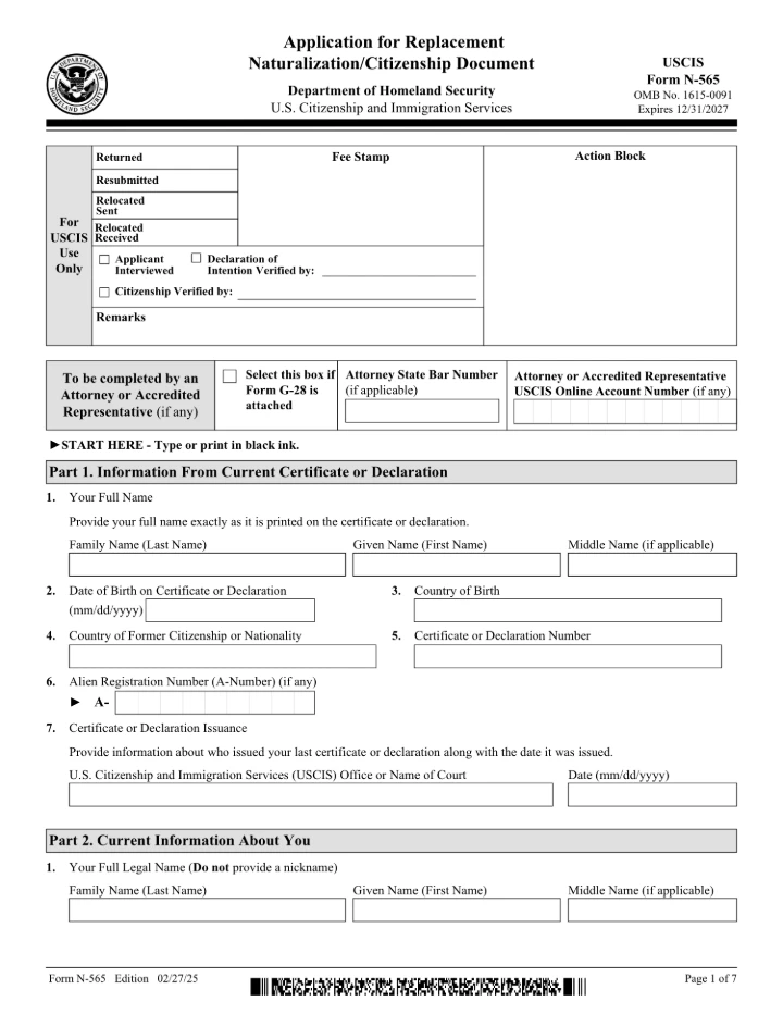 Form N-565 form preview