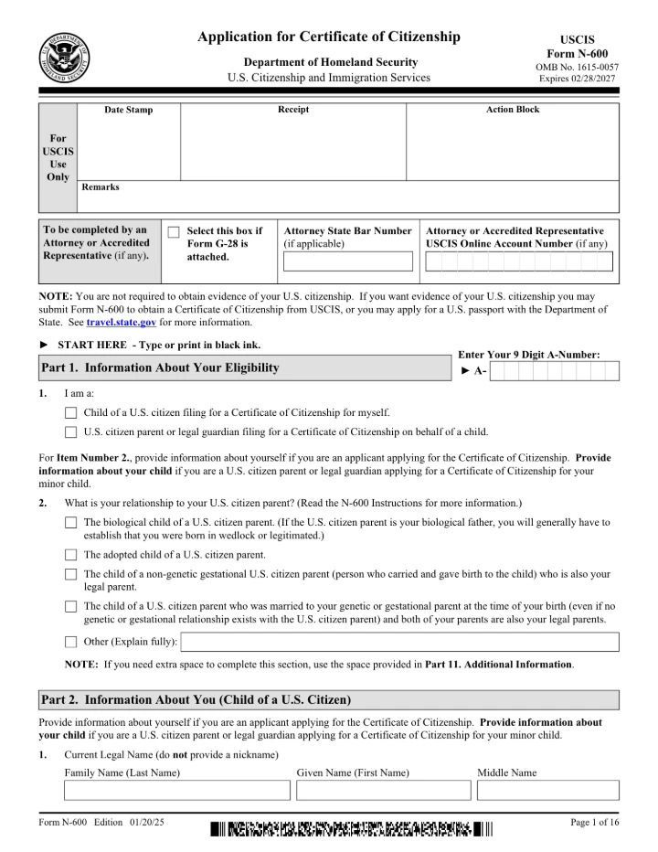 Form N-600 form preview
