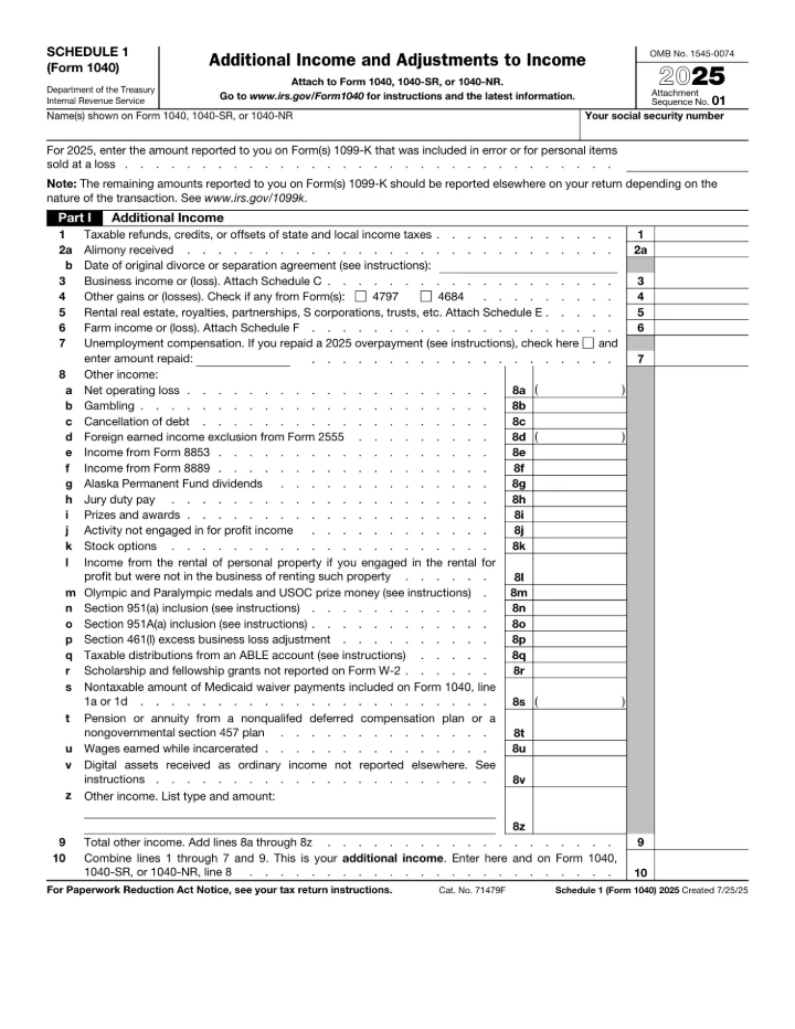 Schedule 1 form preview