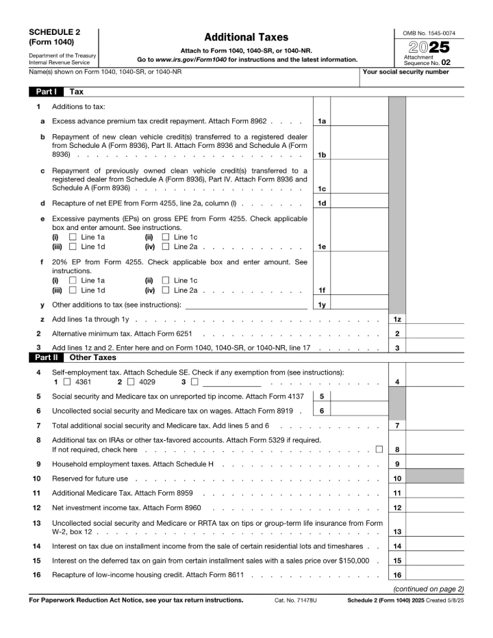 Schedule 2 form preview
