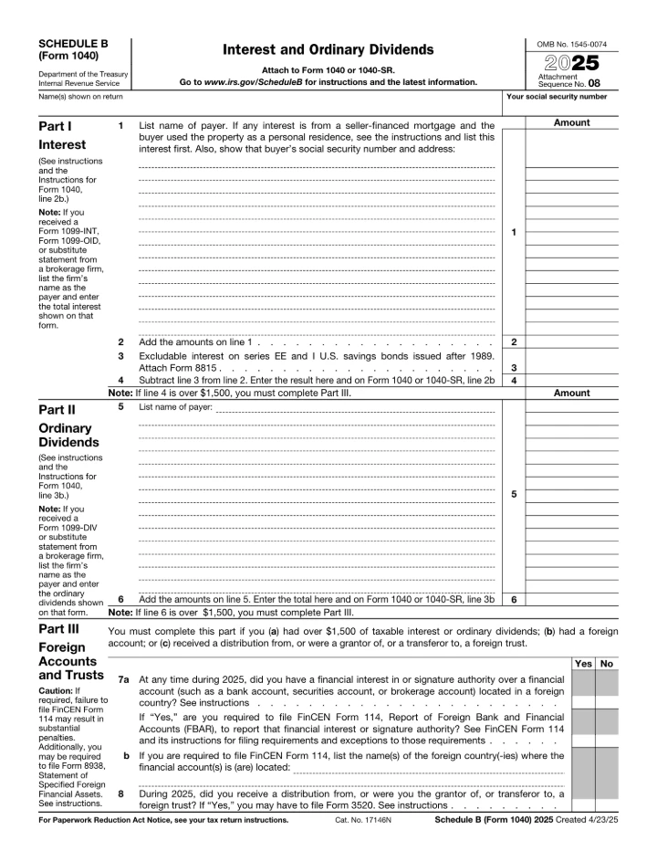 Schedule B form preview