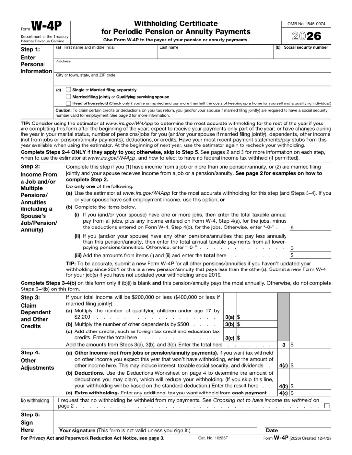 W-4P form preview