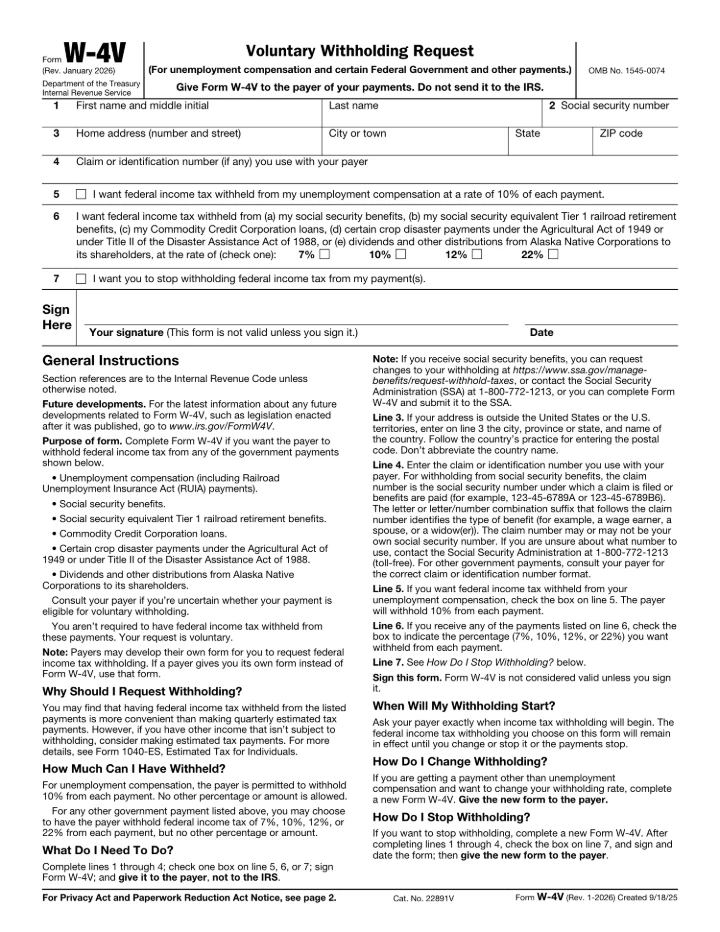 W-4V form preview
